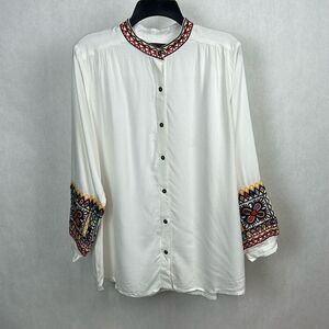 Double D Ranch Ladies Haithi Top Button Front Shirt Blouse Sz Medium Embroidered